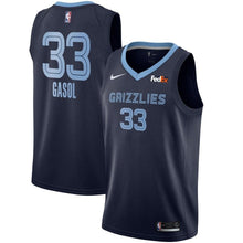 Load image into Gallery viewer, Men's Nike Marc Gasol Memphis Grizzlies Swingman Sponsor Patch Jersey – Icon Edition  Navy