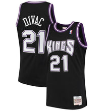 Load image into Gallery viewer, Men's Mitchell &amp; Ness Vlade Divac Black Sacramento Kings  Hardwood Classics Swingman Jersey