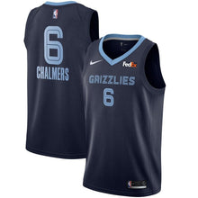 Load image into Gallery viewer, Men's Nike Mario Chalmers Memphis Grizzlies Swingman Sponsor Patch Jersey – Icon Edition  Navy