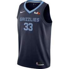 Load image into Gallery viewer, Men's Nike Marc Gasol Memphis Grizzlies Swingman Sponsor Patch Jersey – Icon Edition  Navy