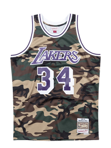 Los Angeles Lakers Shaquille O'Neal Woodland Camo Swingman Jersey  Navy