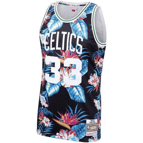 Larry Bird Boston Celtics Mitchell & Ness Floral Fashion  Hardwood Classics Swingman Jersey – Black