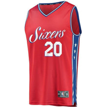 Load image into Gallery viewer, Men&#39;s Fanatics Branded Markelle Fultz Red Philadelphia 7ers Fast Break Replica Player Jersey  Statement Edition  Red